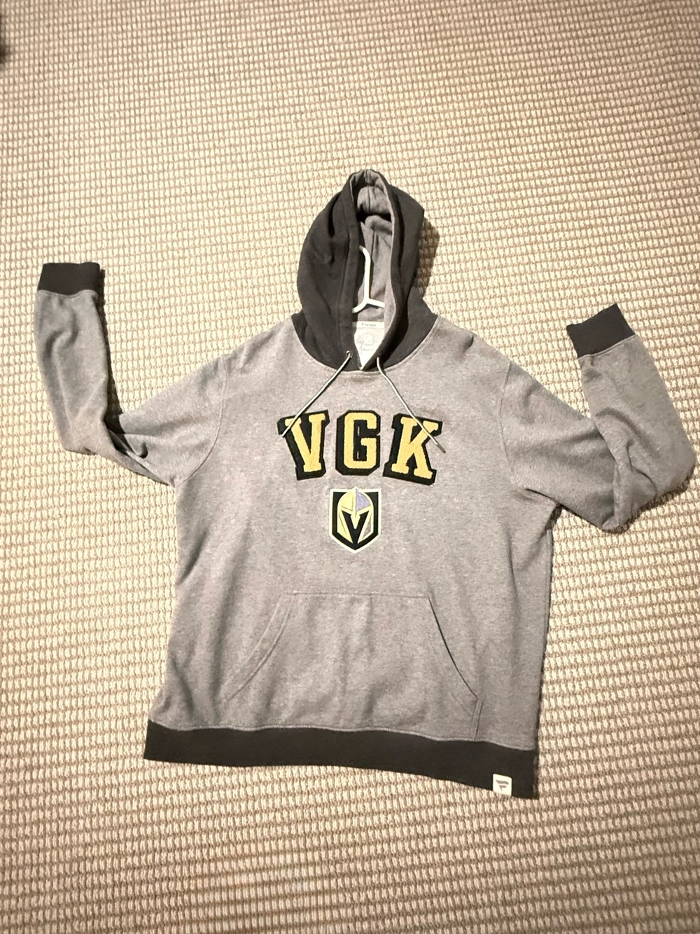 Fanatics VGK Gray Pullover Hoodie with Black Trim and Gold Accents